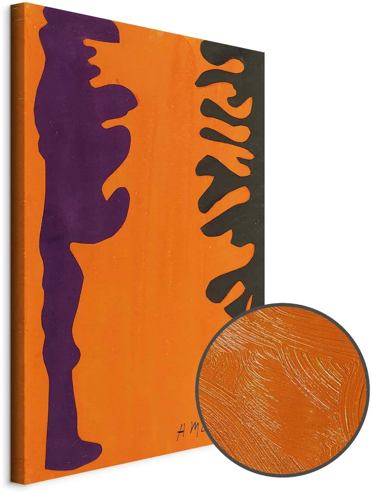Paveikslas Henri Matisse - Juodi ir violetiniai arabeskai oranžiniame fone
