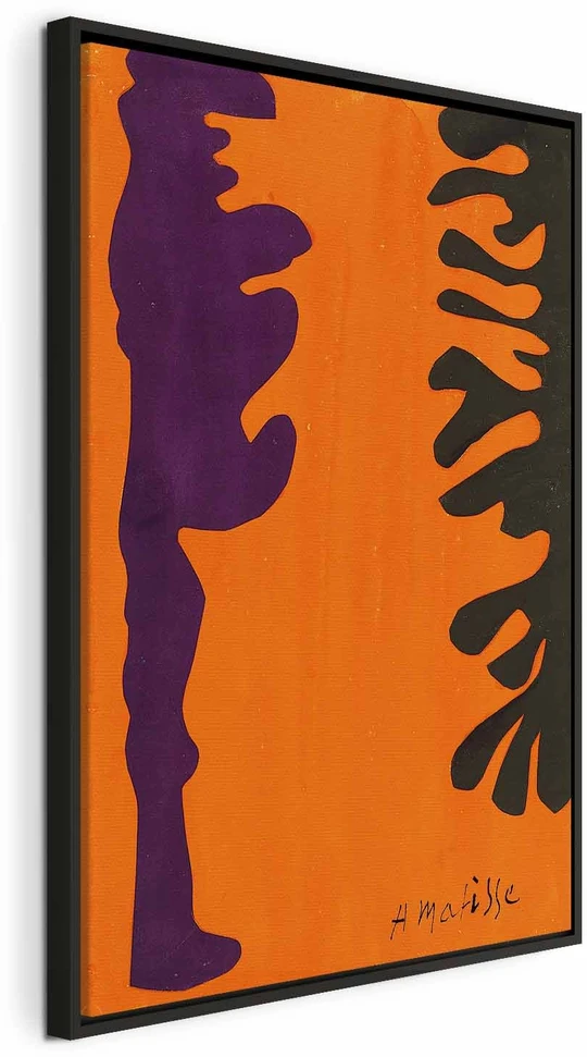 Paveikslas Henri Matisse - Juodi ir violetiniai arabeskai oranžiniame fone