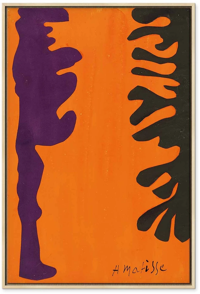 Paveikslas Henri Matisse - Juodi ir violetiniai arabeskai oranžiniame fone