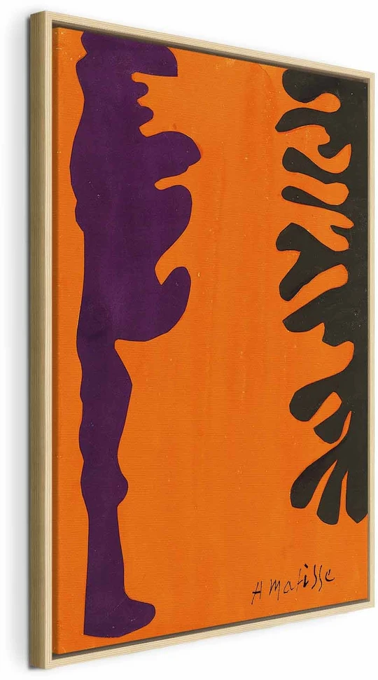 Paveikslas Henri Matisse - Juodi ir violetiniai arabeskai oranžiniame fone