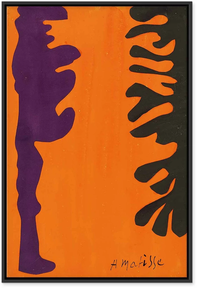 Paveikslas Henri Matisse - Juodi ir violetiniai arabeskai oranžiniame fone