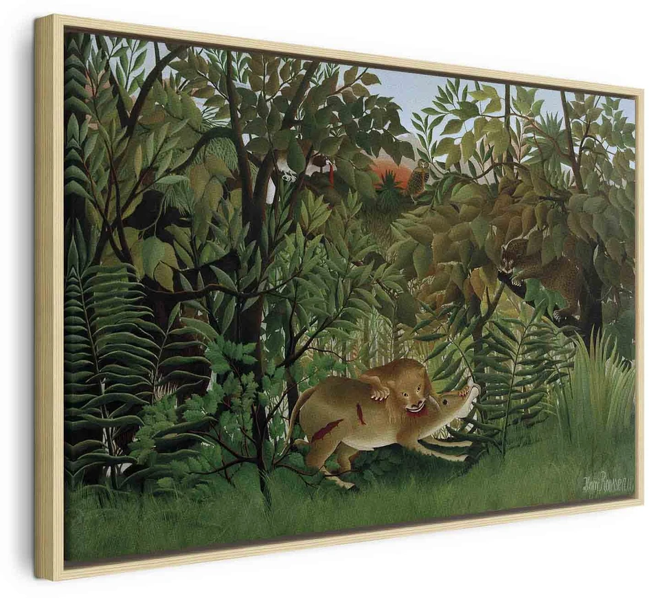 Paveikslas Henri Rousseau - Alkanas liūtas puola antilopę