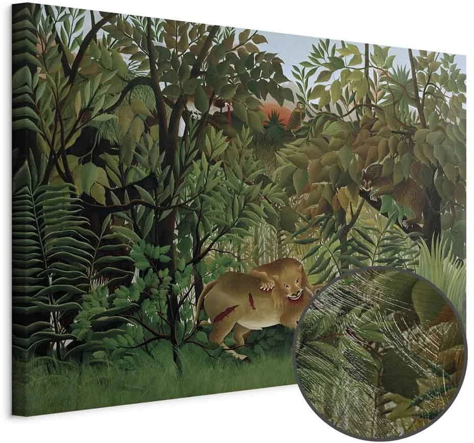 Paveikslas Henri Rousseau - Alkanas liūtas puola antilopę