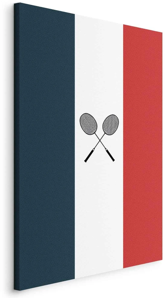 Paveikslas Juodos badmintono raketės Prancūzijos vėliavos fone