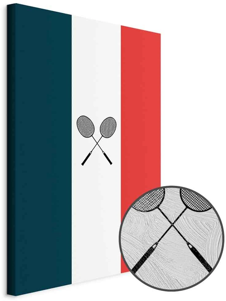 Paveikslas Juodos badmintono raketės Prancūzijos vėliavos fone