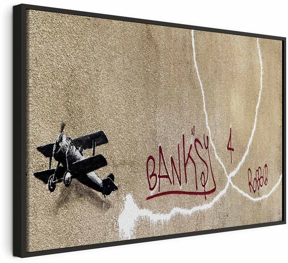 Paveikslas Lėktuvas su raudonu grafičio tekstu (Banksy)