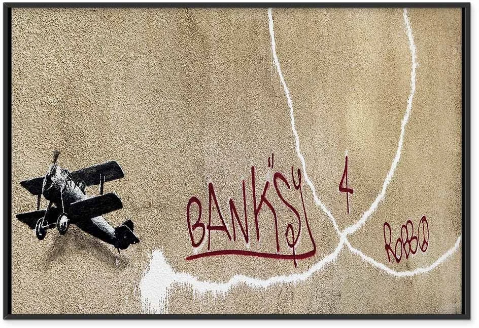 Paveikslas Lėktuvas su raudonu grafičio tekstu (Banksy)