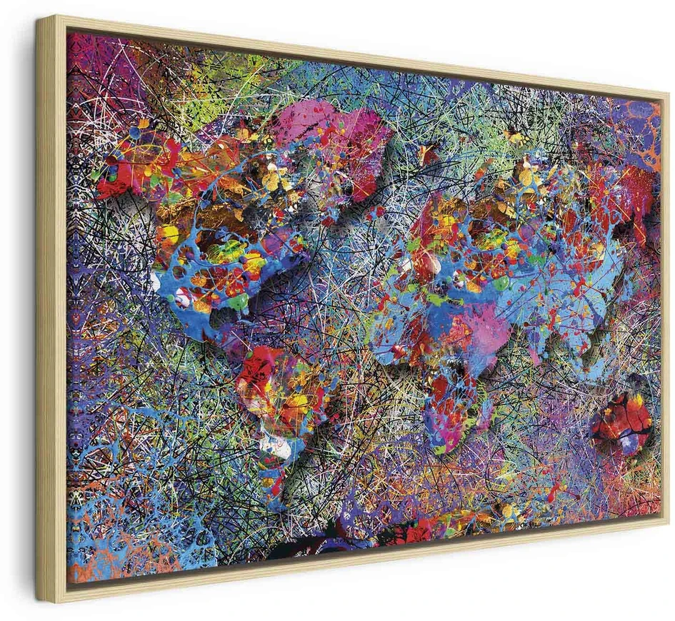 Paveikslas Pasaulio žemėlapis Jackson Pollock stiliumi