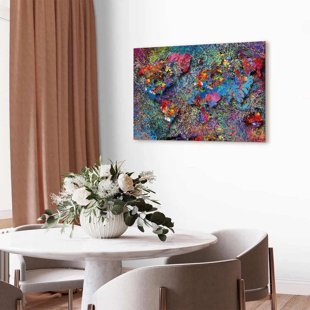Paveikslas Pasaulio žemėlapis Jackson Pollock stiliumi