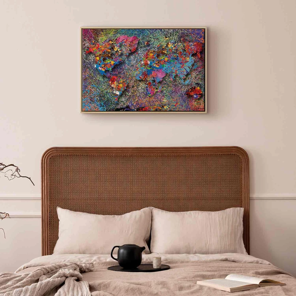 Paveikslas Pasaulio žemėlapis Jackson Pollock stiliumi