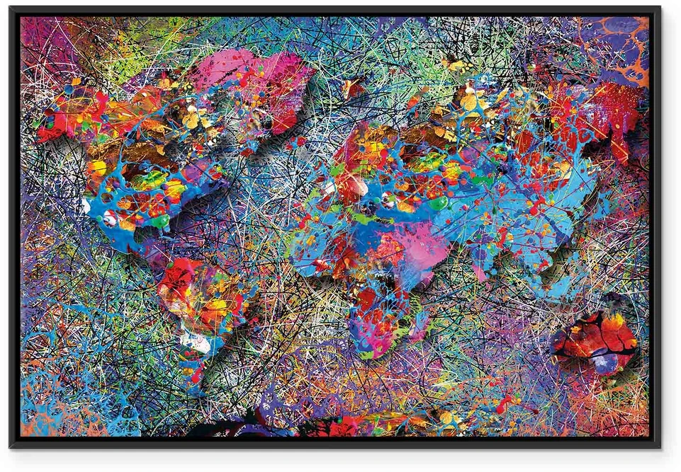 Paveikslas Pasaulio žemėlapis Jackson Pollock stiliumi