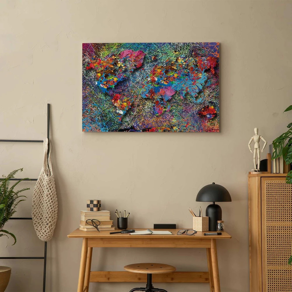 Paveikslas Pasaulio žemėlapis Jackson Pollock stiliumi