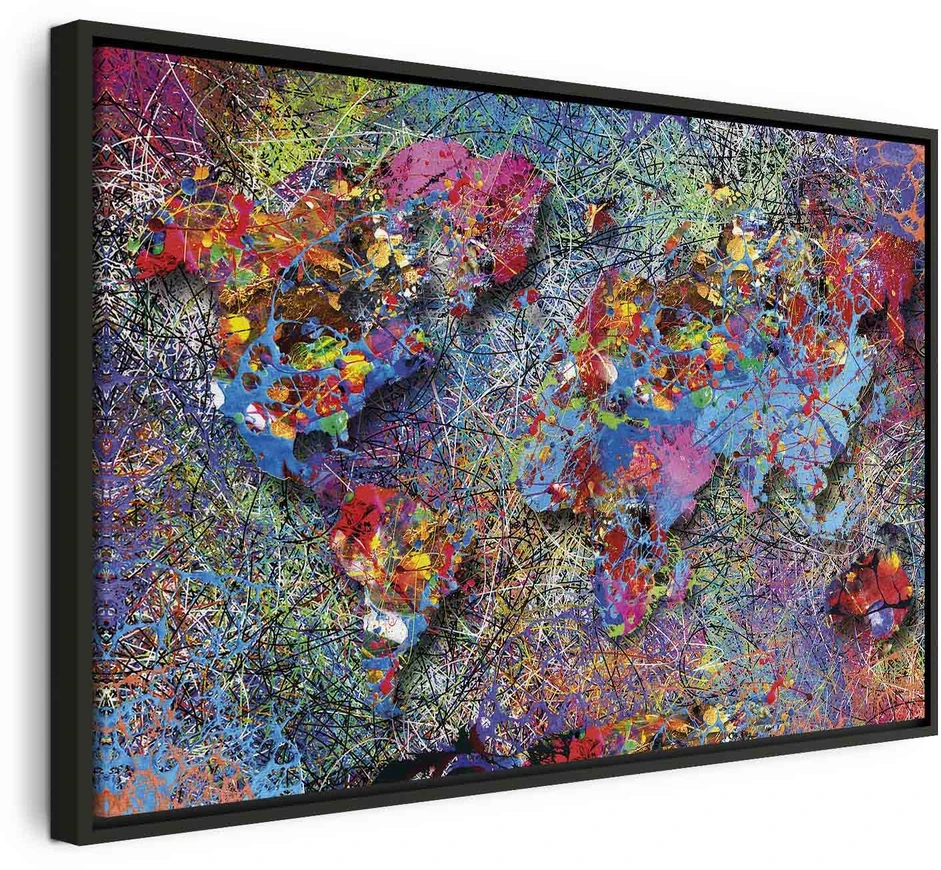 Paveikslas Pasaulio žemėlapis Jackson Pollock stiliumi