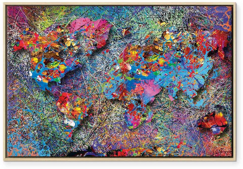 Paveikslas Pasaulio žemėlapis Jackson Pollock stiliumi