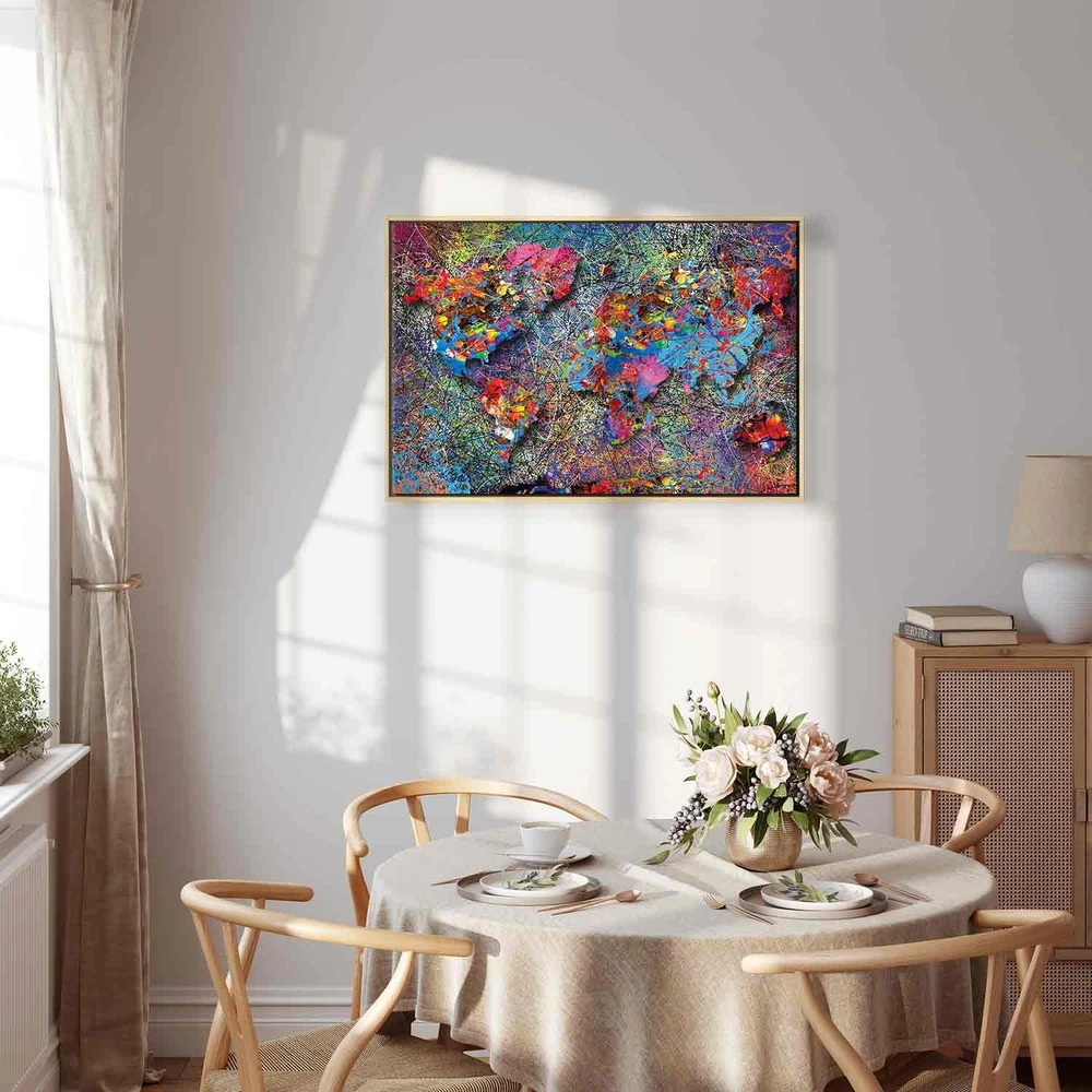 Paveikslas Pasaulio žemėlapis Jackson Pollock stiliumi