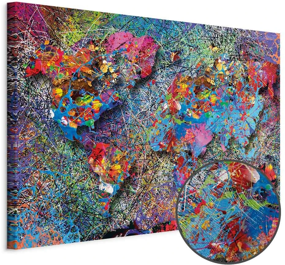 Paveikslas Pasaulio žemėlapis Jackson Pollock stiliumi