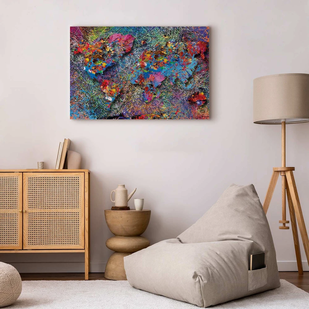 Paveikslas Pasaulio žemėlapis Jackson Pollock stiliumi
