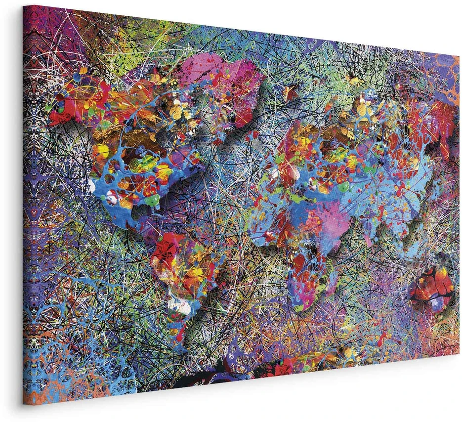 Paveikslas Pasaulio žemėlapis Jackson Pollock stiliumi