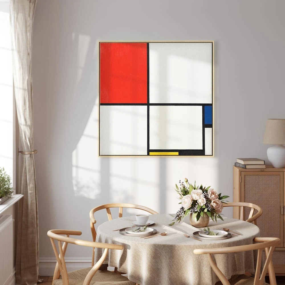 Paveikslas Piet Mondrian - Kompozicija Nr. III su raudona, mėlyna, geltona ir juoda