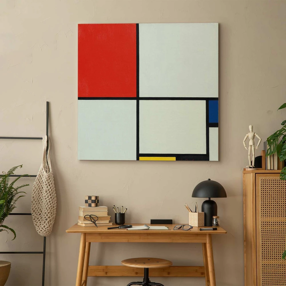 Paveikslas Piet Mondrian - Kompozicija Nr. III su raudona, mėlyna, geltona ir juoda