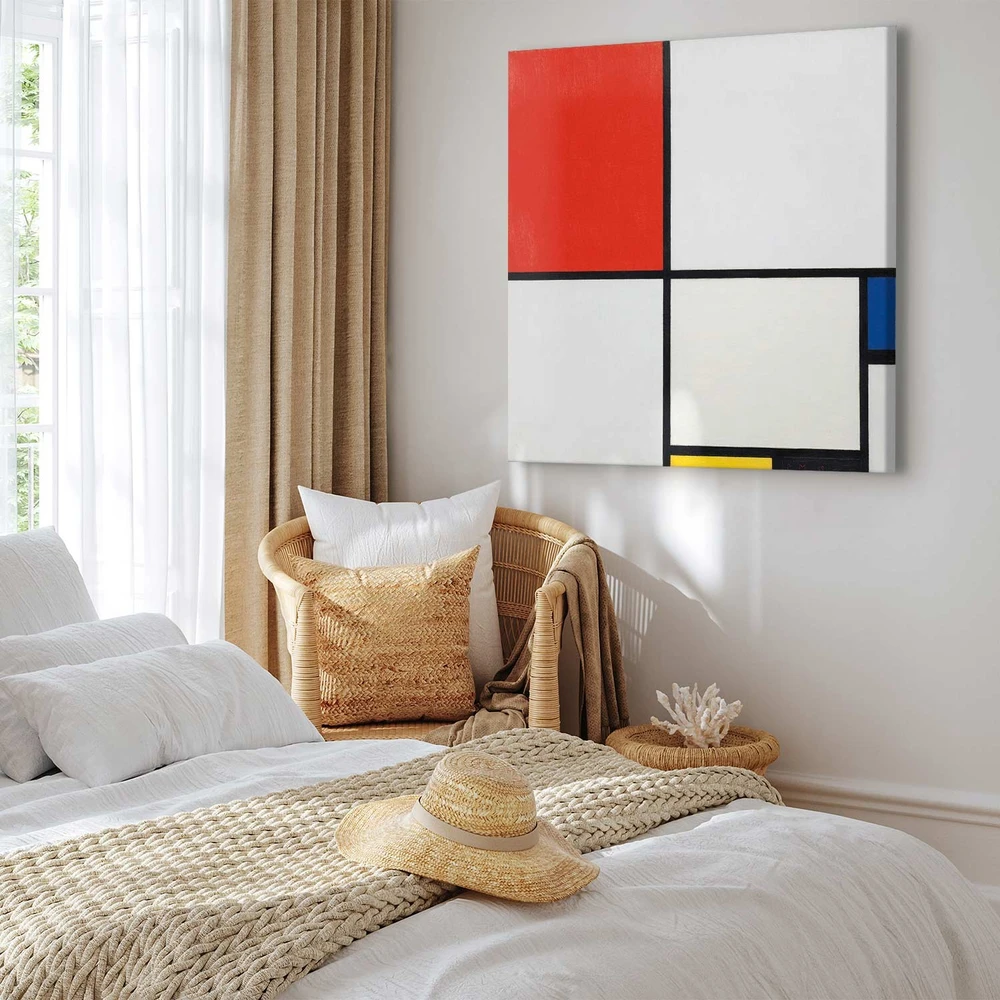 Paveikslas Piet Mondrian - Kompozicija Nr. III su raudona, mėlyna, geltona ir juoda