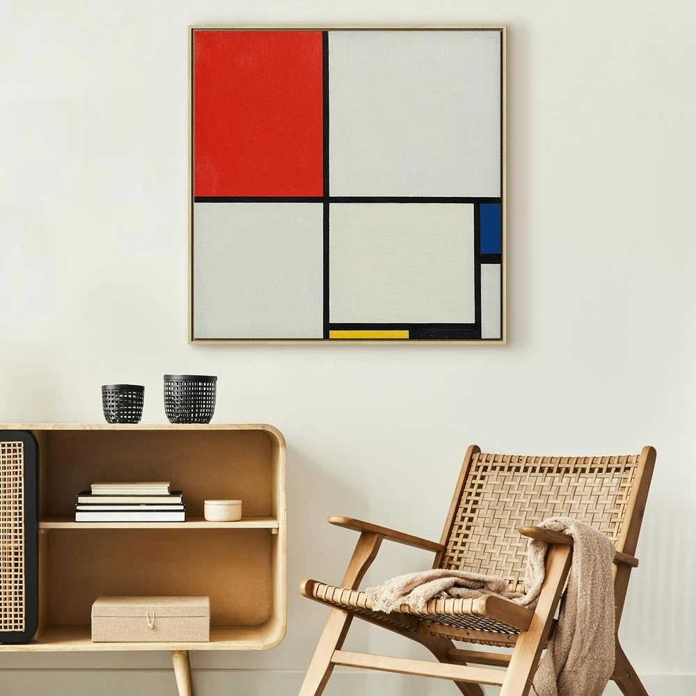 Paveikslas Piet Mondrian - Kompozicija Nr. III su raudona, mėlyna, geltona ir juoda