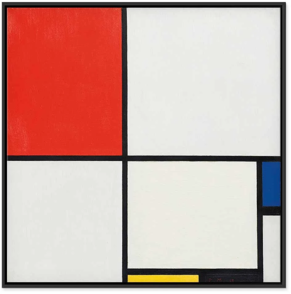 Paveikslas Piet Mondrian - Kompozicija Nr. III su raudona, mėlyna, geltona ir juoda