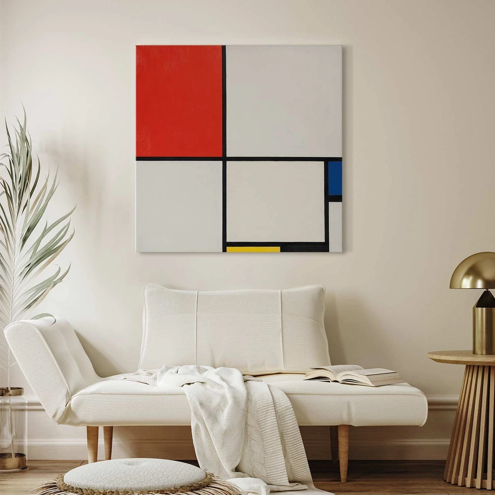 Paveikslas Piet Mondrian - Kompozicija Nr. III su raudona, mėlyna, geltona ir juoda