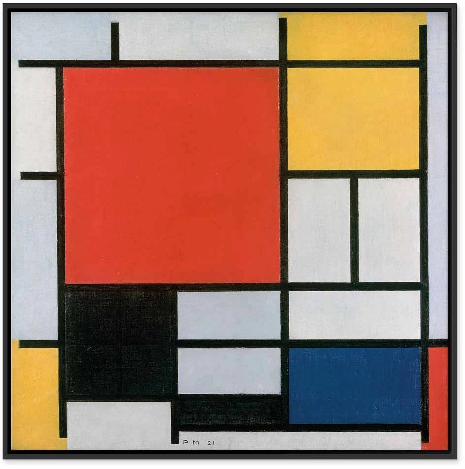 Paveikslas Piet Mondrian - Kompozicija su raudona, geltona, mėlyna ir juoda