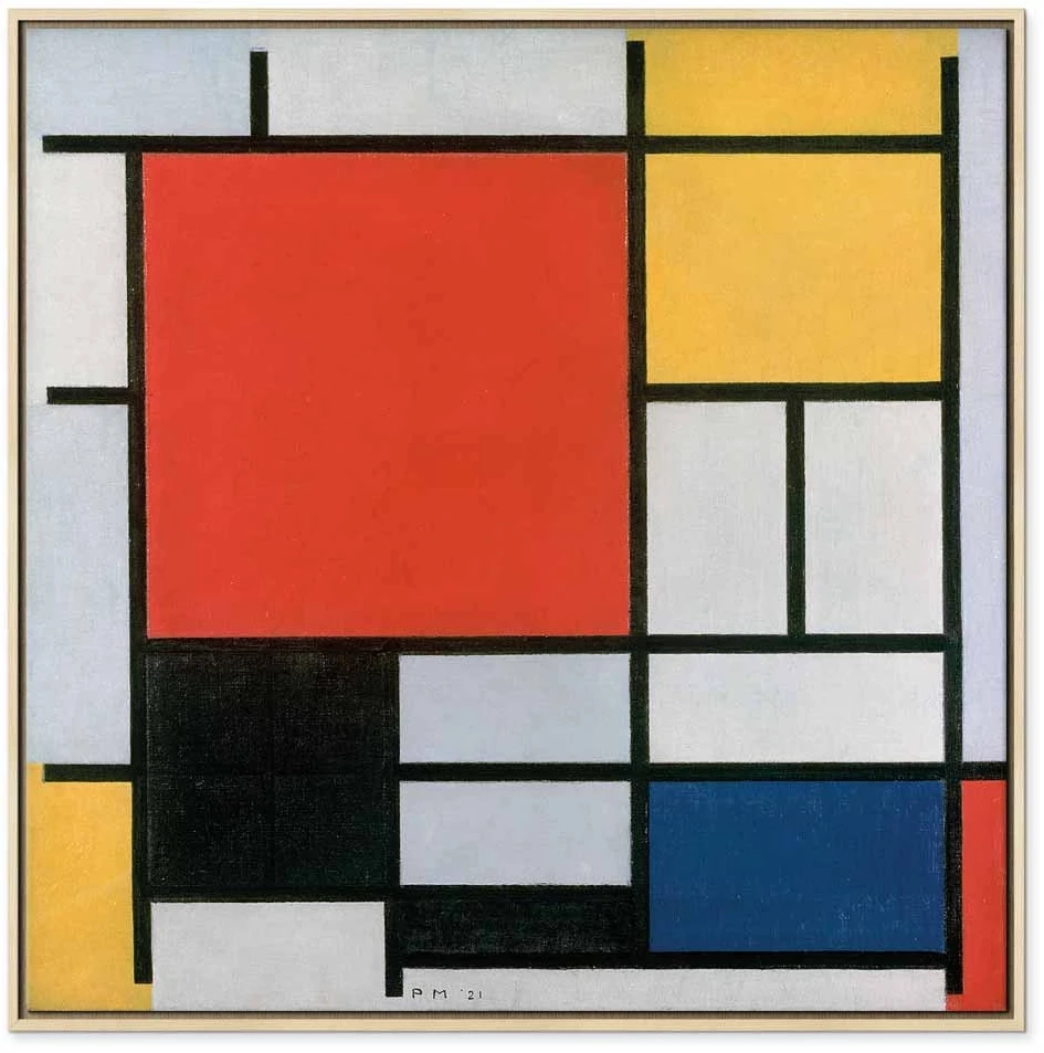 Paveikslas Piet Mondrian - Kompozicija su raudona, geltona, mėlyna ir juoda