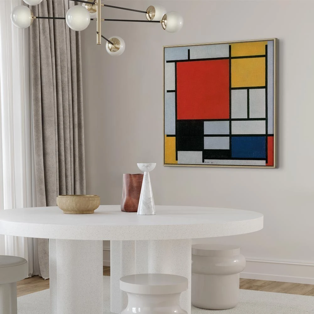 Paveikslas Piet Mondrian - Kompozicija su raudona, geltona, mėlyna ir juoda