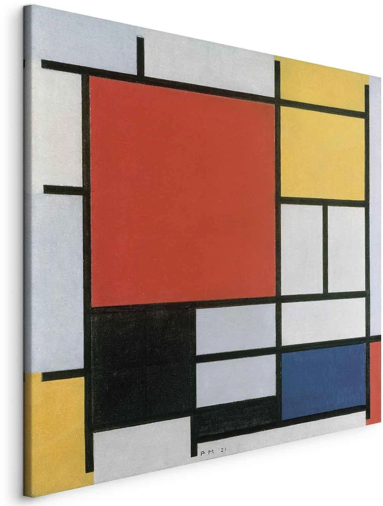 Paveikslas Piet Mondrian - Kompozicija su raudona, geltona, mėlyna ir juoda