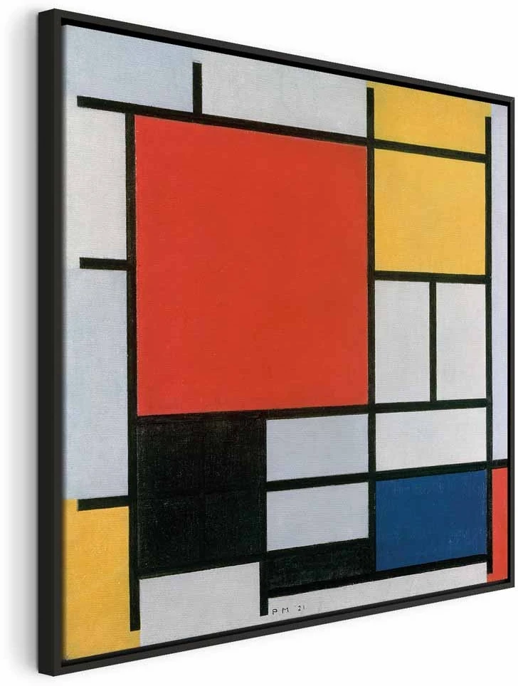 Paveikslas Piet Mondrian - Kompozicija su raudona, geltona, mėlyna ir juoda