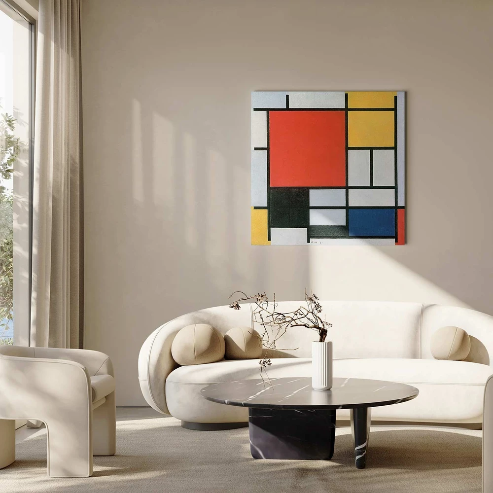 Paveikslas Piet Mondrian - Kompozicija su raudona, geltona, mėlyna ir juoda