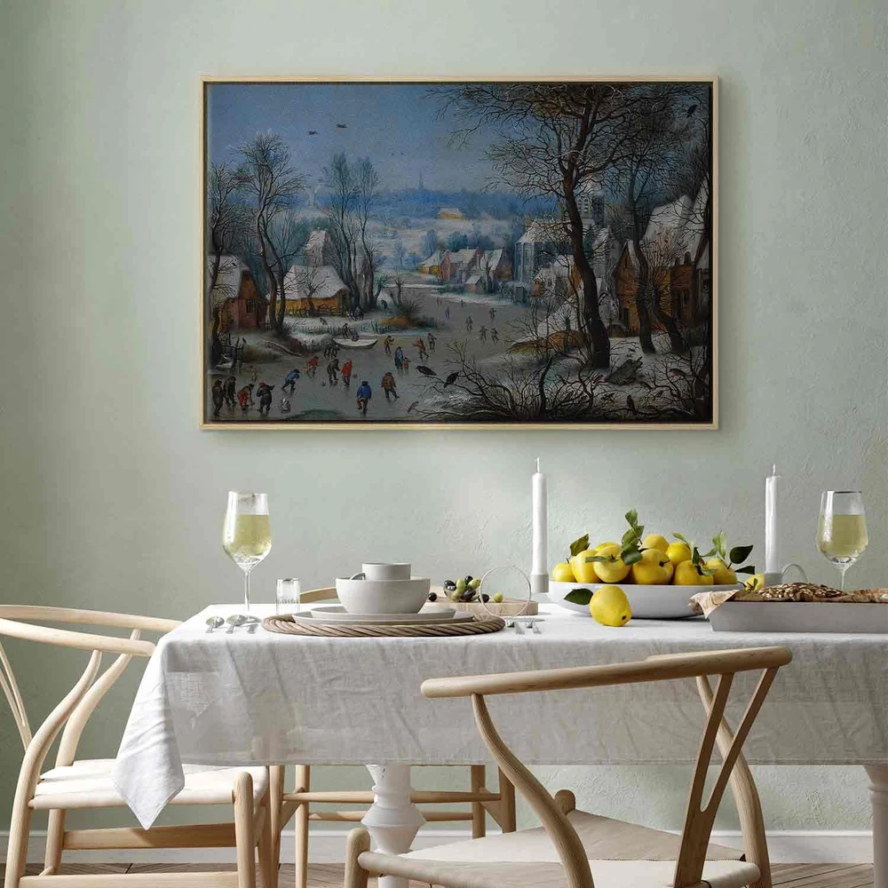 Paveikslas Pieter Brueghel Jaunesnysis - Žiemos peizažas su paukščių spąstais