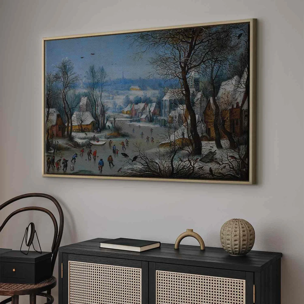 Paveikslas Pieter Brueghel Jaunesnysis - Žiemos peizažas su paukščių spąstais