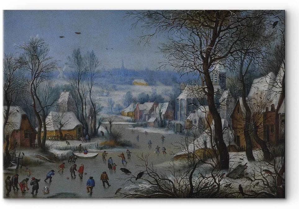 Paveikslas Pieter Brueghel Jaunesnysis - Žiemos peizažas su paukščių spąstais