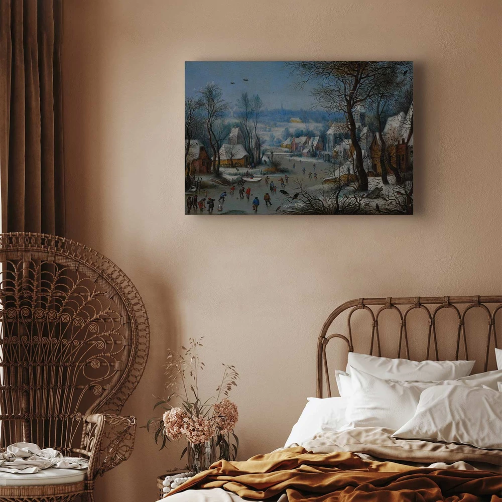 Paveikslas Pieter Brueghel Jaunesnysis - Žiemos peizažas su paukščių spąstais