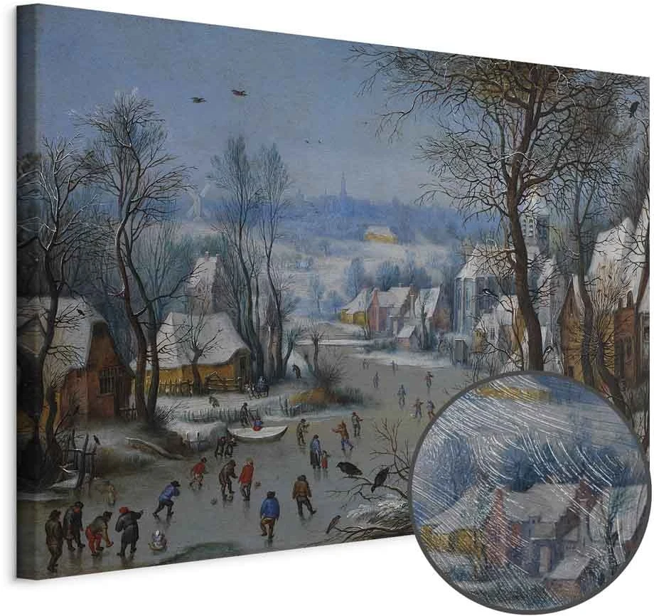 Paveikslas Pieter Brueghel Jaunesnysis - Žiemos peizažas su paukščių spąstais