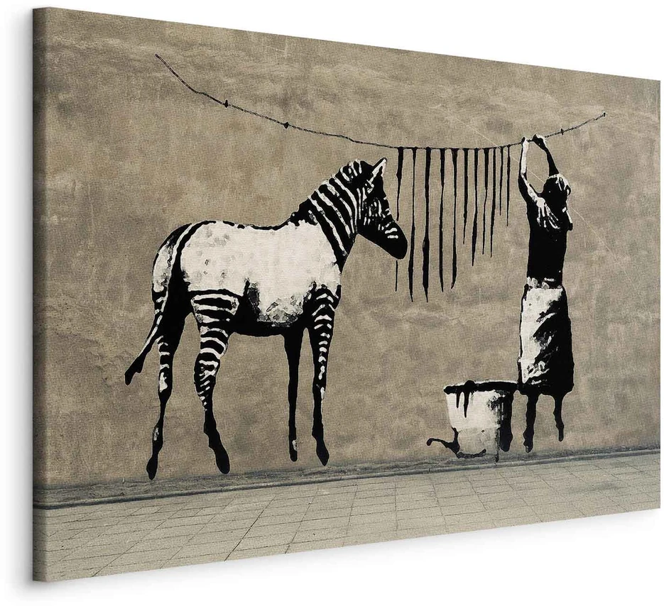 Paveikslas Plaunama zebra ant betono (Banksy)