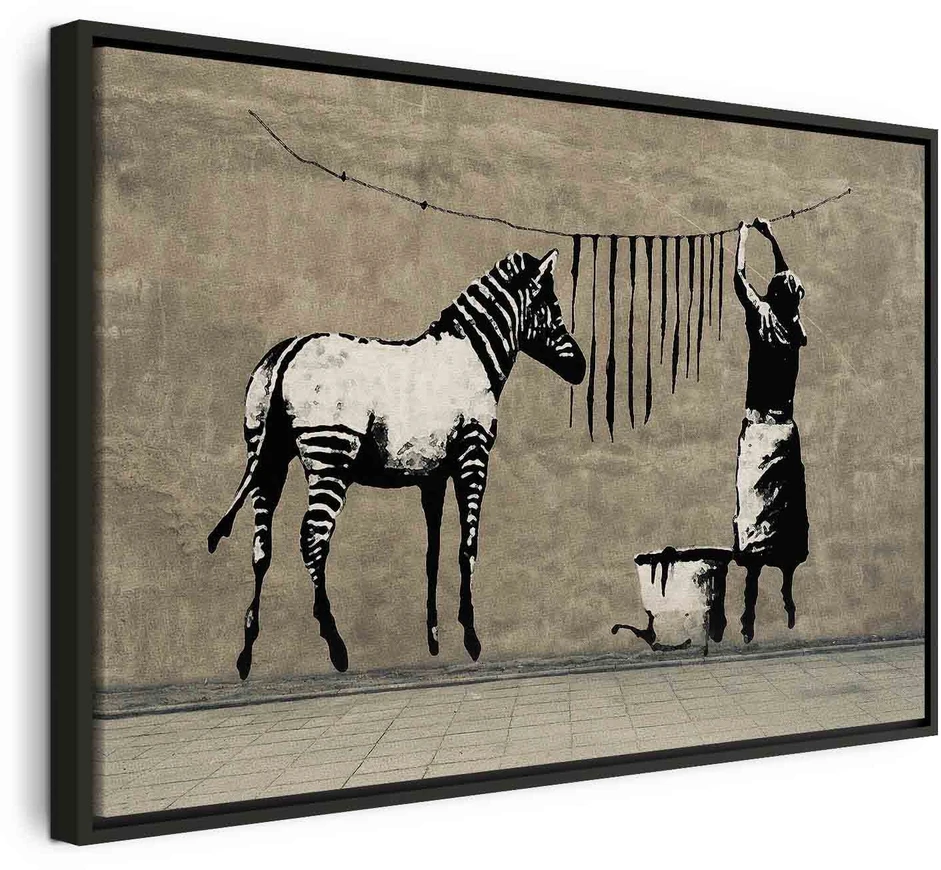 Paveikslas Plaunama zebra ant betono (Banksy)