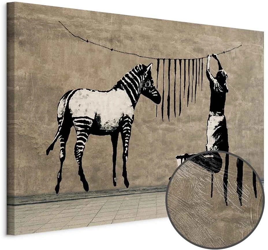 Paveikslas Plaunama zebra ant betono (Banksy)