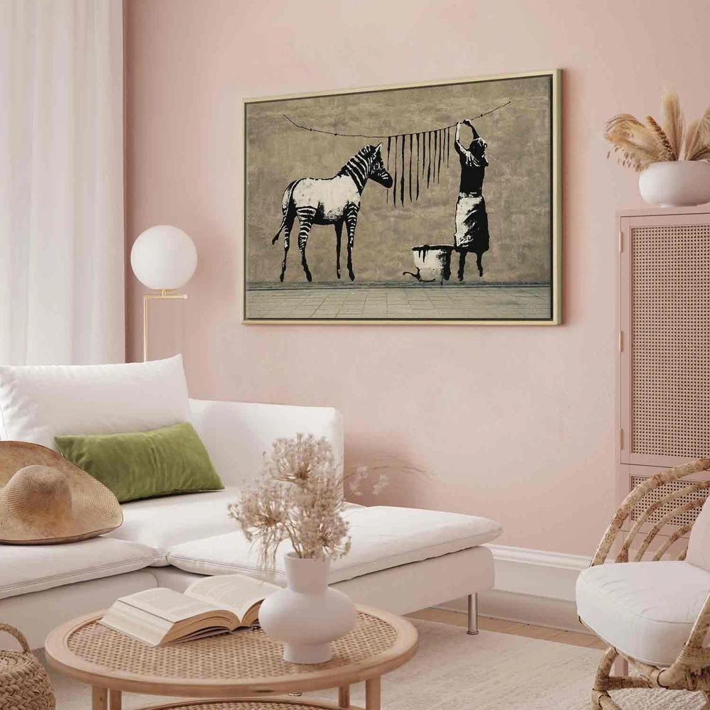 Paveikslas Plaunama zebra ant betono (Banksy)