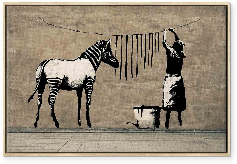 Paveikslas Plaunama zebra ant betono (Banksy)