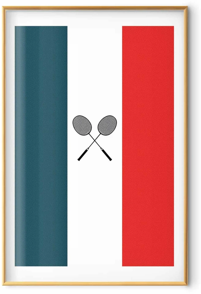 Paveikslas - Prancūzijos vėliavos ir juodos badmintono raketės