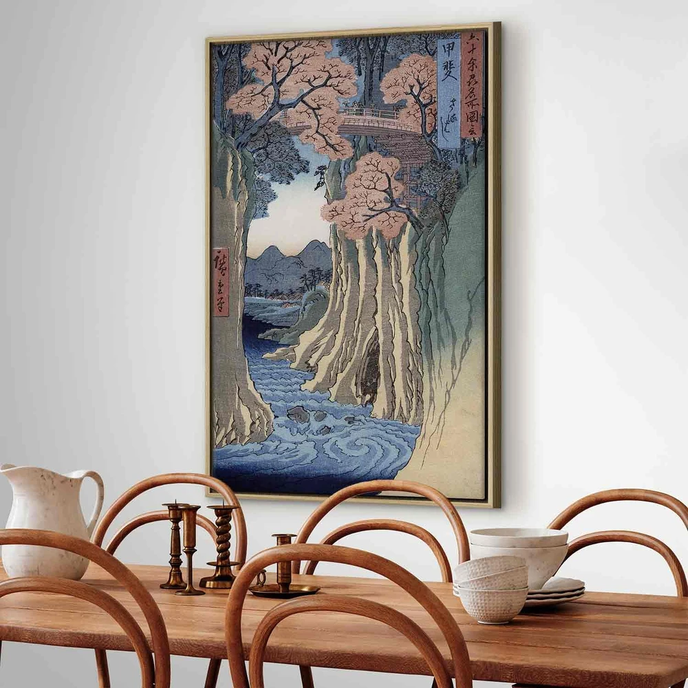 Paveikslas Utagawa Hiroshige - Beždžionių tiltas Kajaus provincijoje