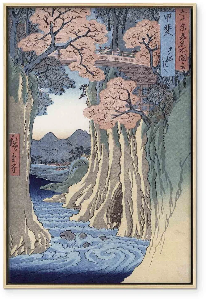 Paveikslas Utagawa Hiroshige - Beždžionių tiltas Kajaus provincijoje