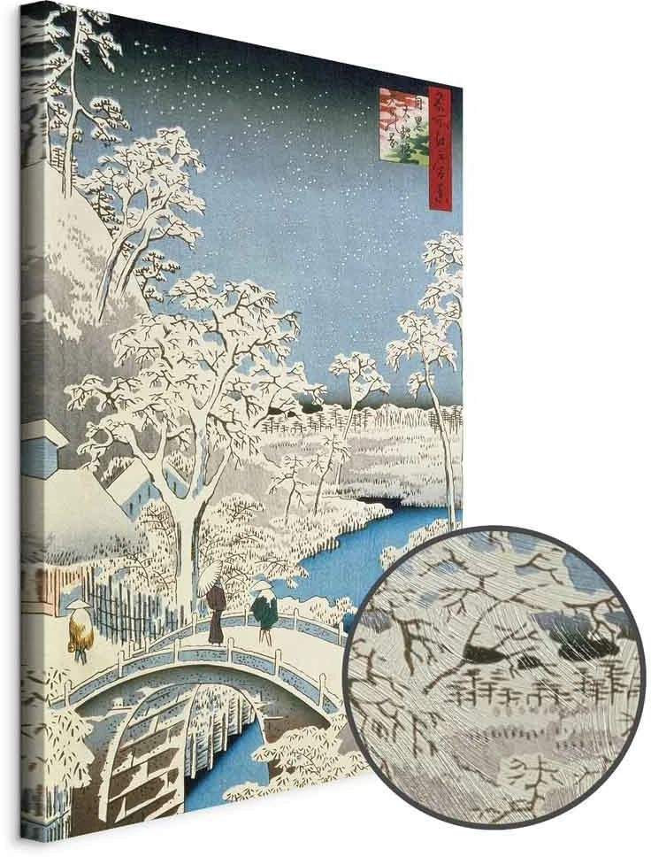 Paveikslas Utagawa Hiroshige - Būgnų tiltas ir besileidžiančios saulės kalva Meguro