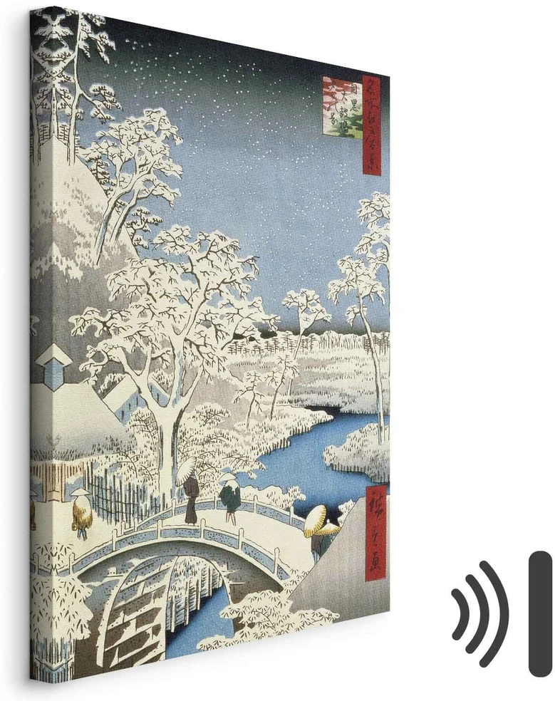 Paveikslas Utagawa Hiroshige - Būgnų tiltas ir besileidžiančios saulės kalva Meguro