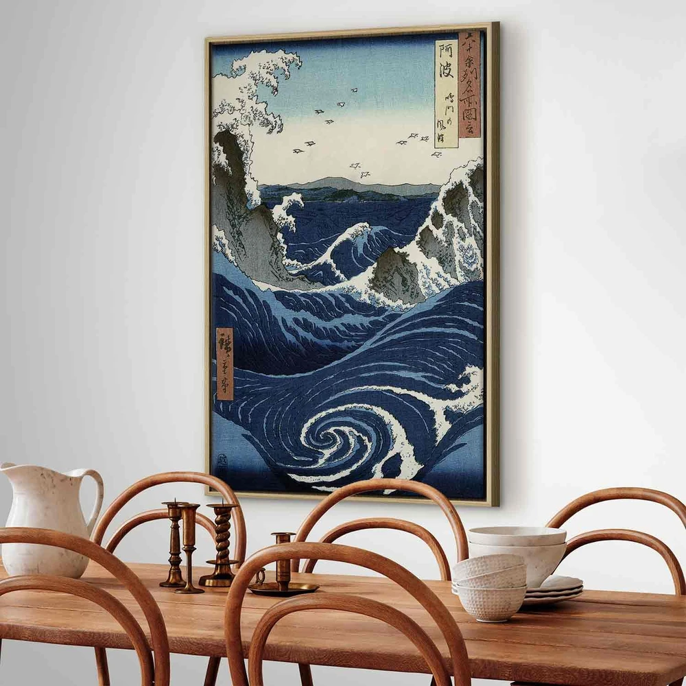 Paveikslas Utagawa Hiroshige - Naruto sūkurių vaizdas Avoje
